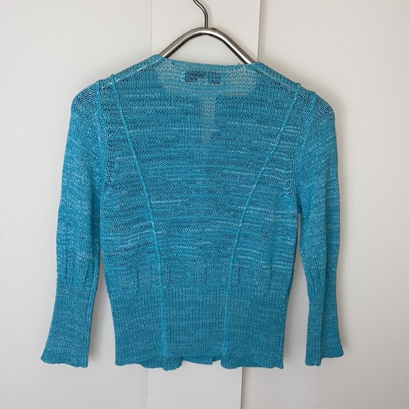 Curio New York Aqua Blue Chunky Knit Cardigan - Picture 6 of 6